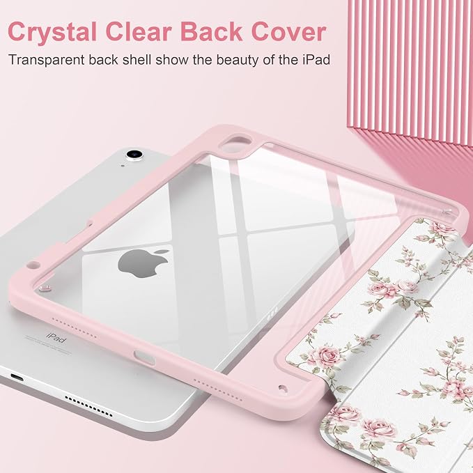 Case for iPad (A16) 11th Generation 11 inch 2025 /iPad 10th Gen 10.9 2022 - Aesthetic Cute Preppy Design Trifold Cover with Soft TPU Bumper Clear Back Auto Sleep/Wake Waves
