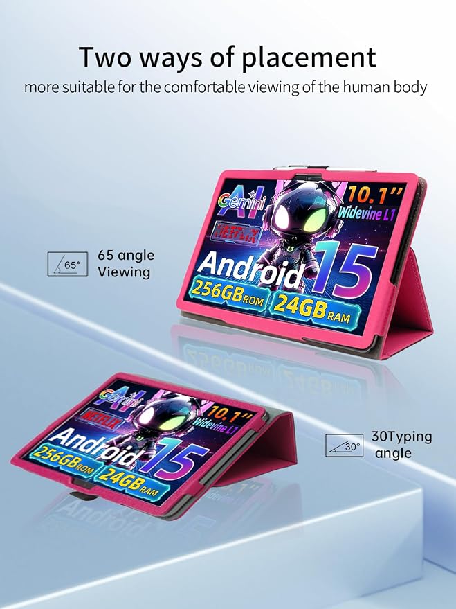 Case for VekfulPC T20 Tablet 10 Inch Android 15 TabletUYRUREL Leather Slim Folding Stand Cover with Hand Strap Magnet for Men Women Full ProtectionBlack.