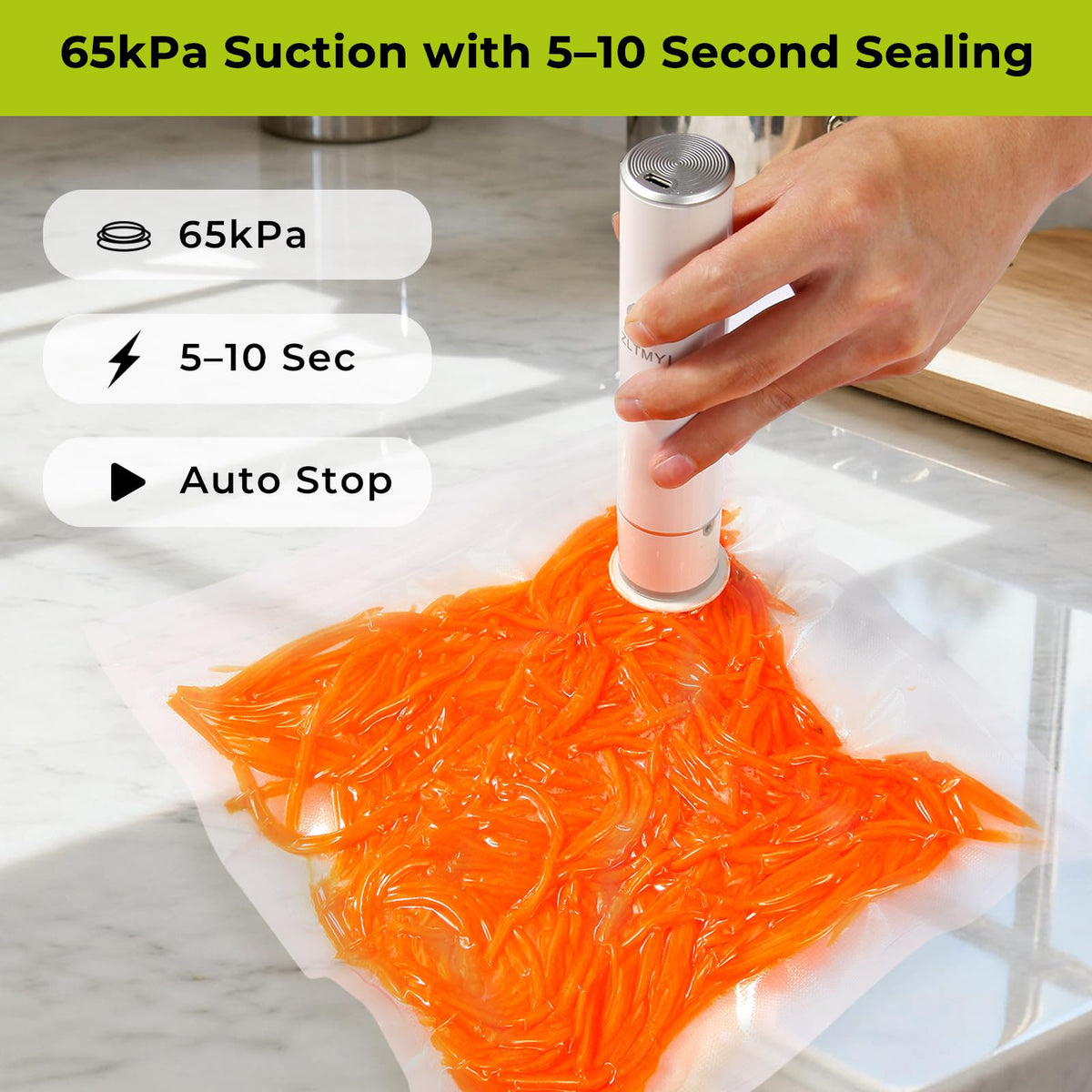 ZLTMYI Handheld Vacuum Sealer for Food with 20 Reusable Vacuum Bags