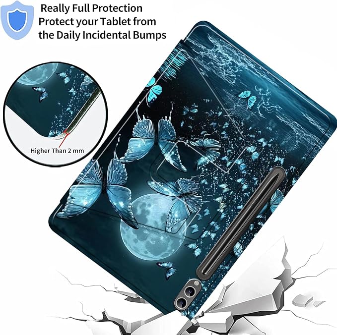 Case for Samsung Galaxy Tab A9 8.7-Inch 2023360 Degree Rotating Multi-Angle Viewing Protective Cover with Auto Sleep/Wake-Blue Butterfly