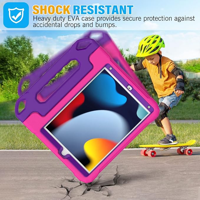 SUPLIK Kids Case for iPad 9th/8th/7th Generation -10.2 inch 2021/2020/2019 Built with Screen Protector Durable Shockproof Handle Stand Case for Apple iPad Gen 9/8/7 Black