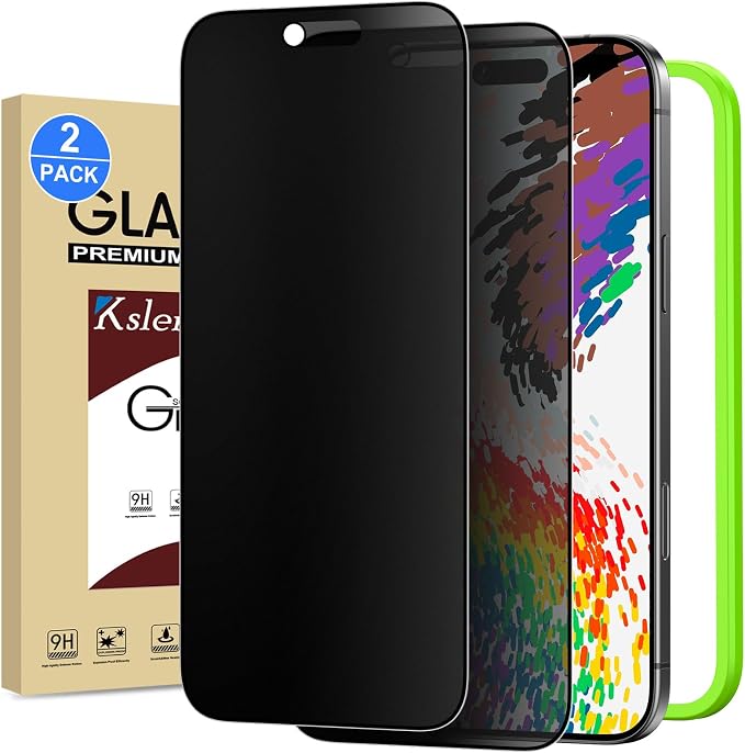 2 Pack Matte Privacy Screen Protector for iPhone 15 Pro Max 6.7-inch with Easy Installation Tool Anti Spy Anti Glare Tempered Glass Film Dynamic Island Compatible Case Friendly 9H Hardness