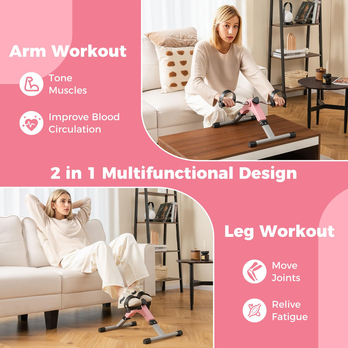GYMAX Pedal Exerciser, Under Desk Bike Foldable with LCD Display for Arms & Legs Workout, Portable Mini Exercise Bike for Seniors Office Home Fitness