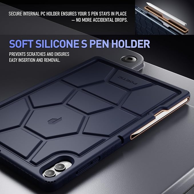 Poetic TurtleSkin Case for Samsung Galaxy Tab S10 FE Plus (2025 Release) 13.1 inch Case with S Pen Holder Heavy Duty Shockproof Kids Friendly Protective Silicone Cover Black
