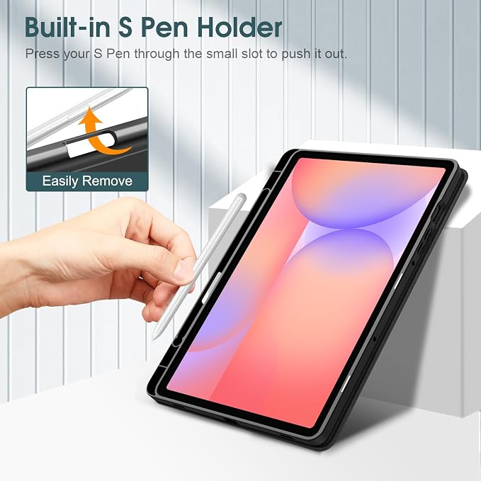 Fintie Slim TPU Case for Samsung Galaxy Tab S10 Lite/S10 FE/S9 FE 5G 10.9 | Tri-Fold Viewing Stand Full Protection S Pen Holder Auto Sleep Wake Black