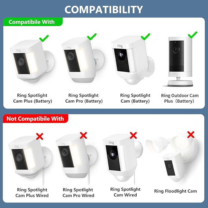 Adjustable Wall Mount for Spotlight Cam Plus/Pro (Battery) and Stick Up Cam/Pro (Battery), 360° Swivel Mounting Bracket for Indoor and Outdoor Use,Black