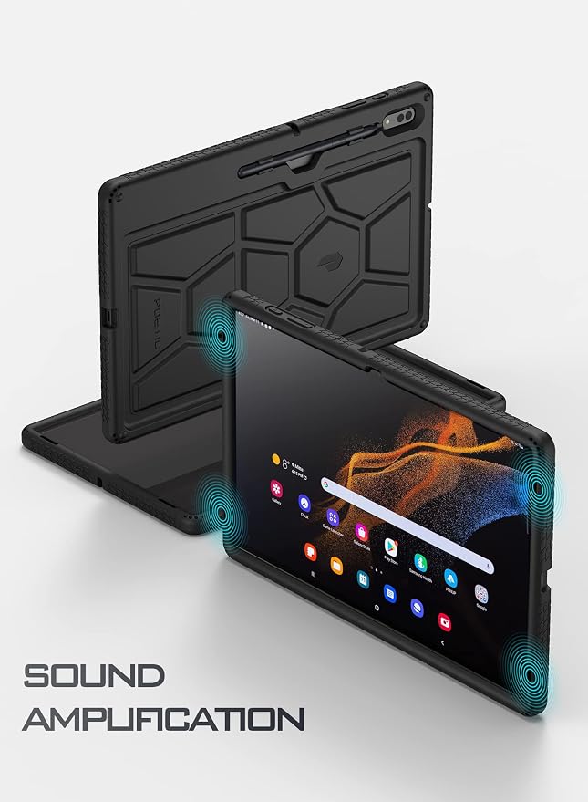 Poetic TurtleSkin Case for Samsung Galaxy Tab S10 FE Plus (2025 Release) 13.1 inch Case with S Pen Holder Heavy Duty Shockproof Kids Friendly Protective Silicone Cover Black