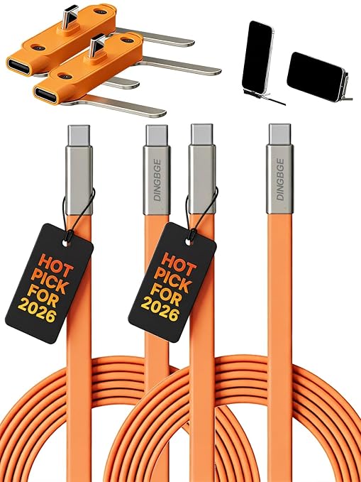Detachable 240w Super Fast Charging 2-in-1 Charging Cable with Phone Charger Invisible Stand Flat Phone Charger Type-C 90 Degree 240w Stand Data Cable Right Angle Sideways(Data cable set1PC Black)