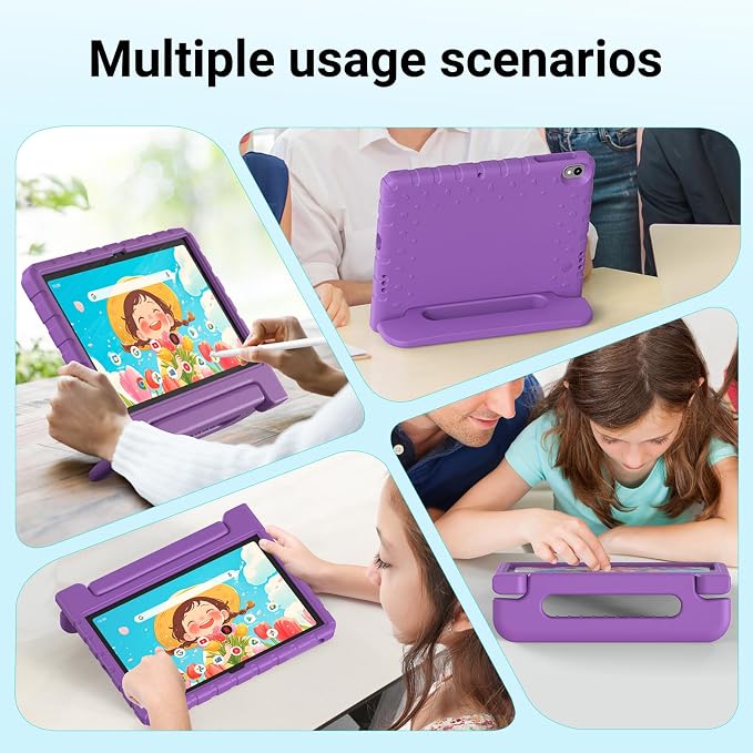 Kids Case for Onn 10.1 Tablet 2024 Gen 4(Model:100135925) ShockproofBlack | Lightweight EVA Foam Foldable Handle Stand Precise Cutouts Kid-Friendly For Daily Use