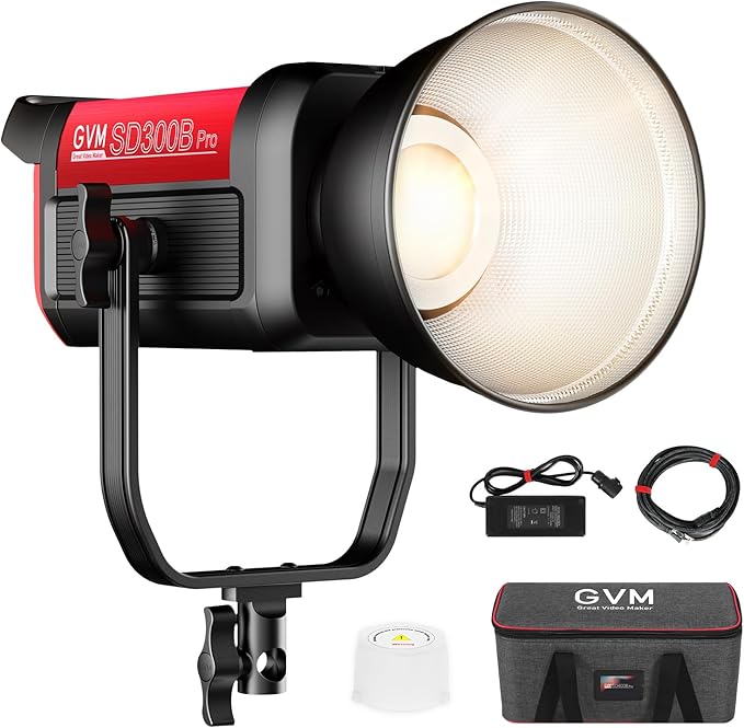 GVM Photography Lighting 300W Bi-Color Studio Lights with 45°Standard Reflector 65700Lux@1m CCT 2700~6800K 12Lighting Scenes App Control LED Video Light
