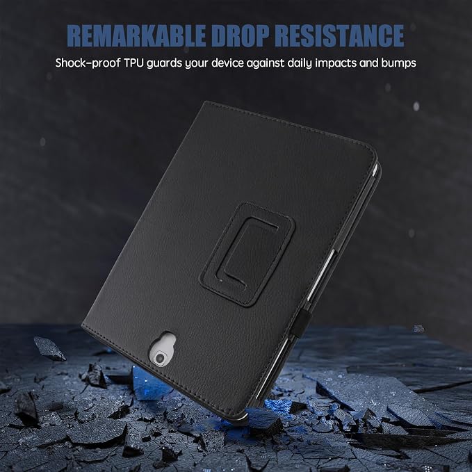 Slim Leather Case for Samsung Galaxy Tab A 9.7 Inch 2015 (SM-T550 T555 P550 P555) Multi-Angle Stand Full-Protective Tablet Cover Book Case with Stylus PenScreen Film (Black)