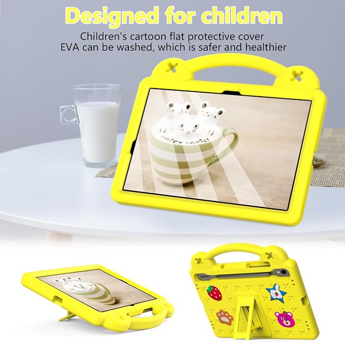 YRH Case for Samsung Galaxy Tab S10 Lite/Tab S10 FE/S9 FE 10.9'' with Handle Stand Kids EVA Shockproof Cover Blue