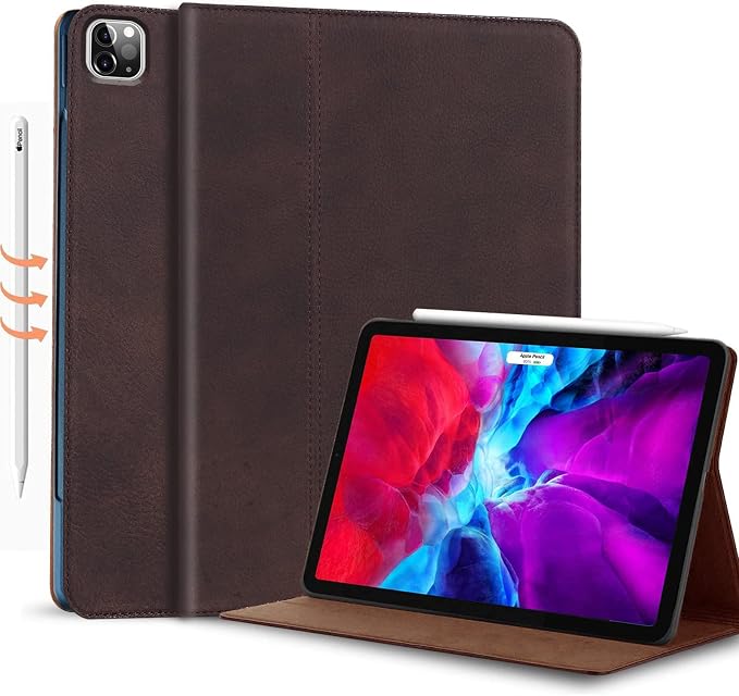 Gexmil Genuine Leather Case for iPad pro 11 Inch 2022/2021 4th/3rd Gen iPad Pro 11 2020/2018 Cover 2nd/1st Gen. CoverReal Leather Cowhide ShockproofFloral Pattern | Genuine Leather Cover for iPad P