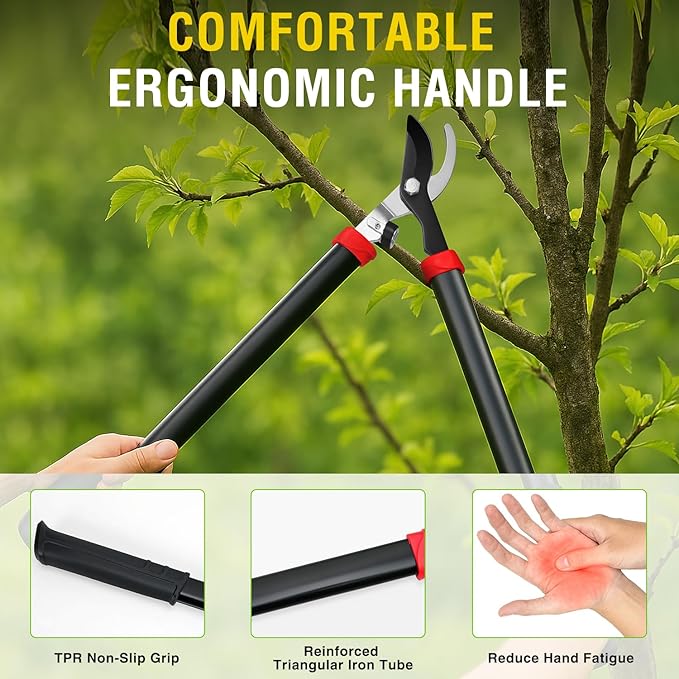Yesker 28" Loppers for Tree Trimming Heavy Duty Tree Trimmer Sharp Steel Blade Bypass Loppers Branch Cutter up to 1.5 Inch Dia Cut Capacity Shock-Absorbing Bumper Handle Ideal for Garden Maintenance