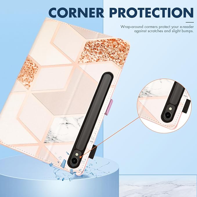 Dteck Wallet Case for Galaxy Tab S10+/S9+/S7 FE/S8+/S7 Plus 12.4 Tablet Premium PU Leather Folding Stand Auto Wake/Sleep Pen Holder Case with Hummingbirds