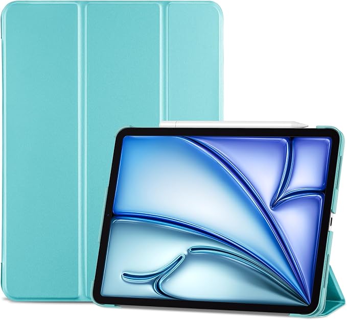 ProCase Smart Case for iPad Air 11-inch M4/M3/M2 &amp Air 10.9 5th/4th Gen | Hard Back Cover with Auto Sleep/Wake Slim Lightweight Case for iPad Air 11 2026/25/24 &amp 10.9 2022/2020-Aqua