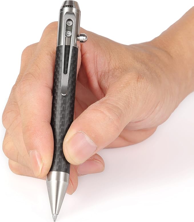 Cool Hand 4.9'' Brass Bolt Action Pen with Retractable Stylus Tip | for Any Touch Screen Ballpoint Ink Refillable Compact Size Skelton Out Deep Pocket Clip (Brass)