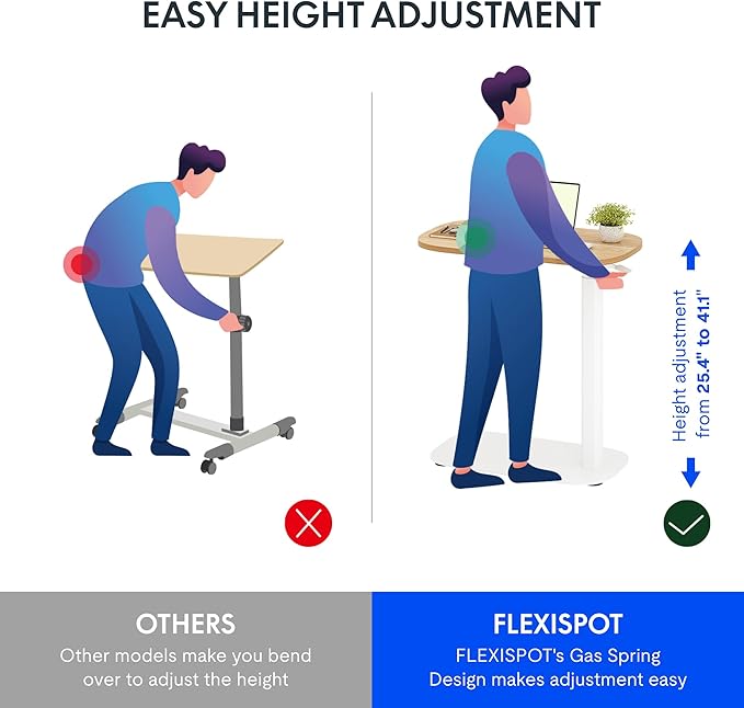 FLEXISPOT Adjustable C Table, Mobile Snack Side End Table Sofa Couch Bedside Table Laptop Cart TV Tray Night Stand Small Space Side Table(23.6" W x 13.8" D,Maple)