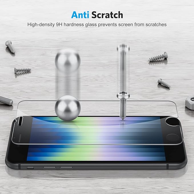 OMOTON 3 Pack Screen Protector for iPhone SE 3/2 (2022/2020 Edition) iPhone 876s6 4.7-Inch Tempered Glass Film