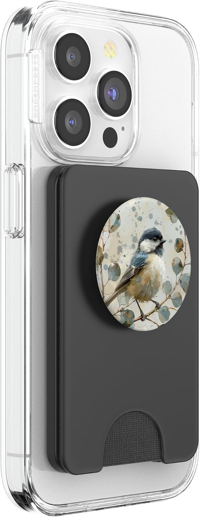 Van Gogh Style Eucalyptus Black Capped Chickadee Bird PopSockets Adhesive PopGrip