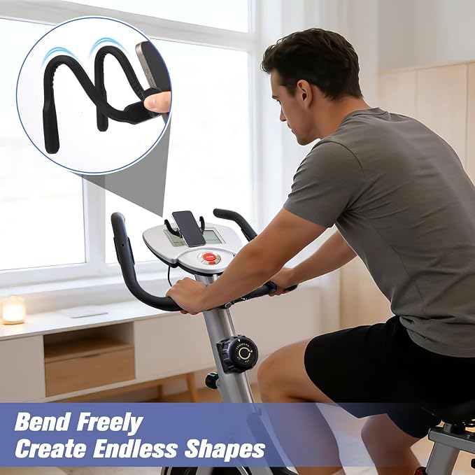 Flexible Phone Holder for TreadmillSilicone Treadmill Phone Holder for Peloton Bike Deformable Treadmill Phone Mount Compatible with Most Exercise Bicycle &amp Treadmill with Screen