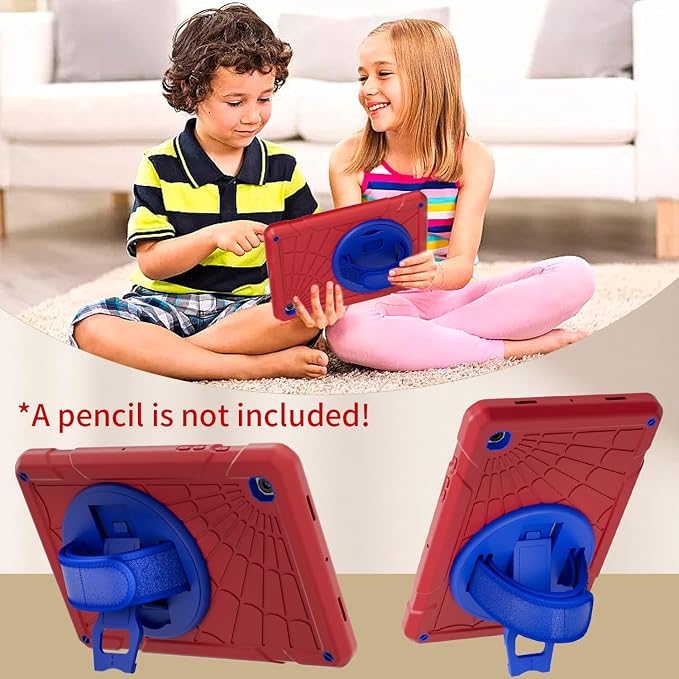 Case for Samsung Galaxy Tab A8 10.5'' Sturdy Heavy Duty Full-Body Shockproof Protective Case 360° Rotating Stand Hand/Shoulder Strap (Black+Blue)
