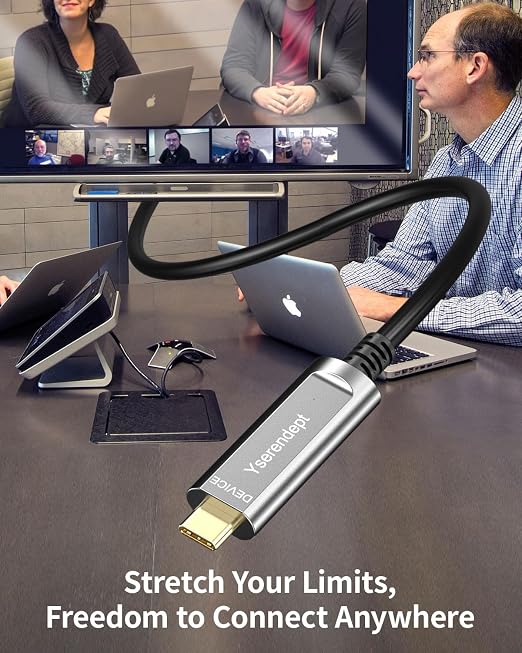 Fiber Optic USB C Cable 33ftRight Angle 10Gbps Active Optical Data Transfer for 4K CamerasWebcamsHubsHDDsVR/ARProjectors &amp Medical Systems