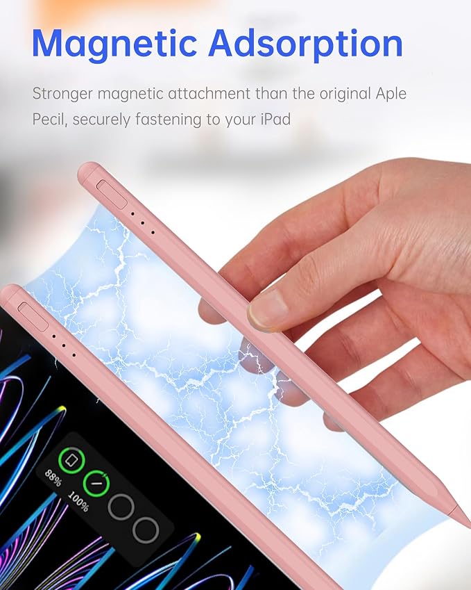 Stylus Pen for iPad with Magnetic Palm Rejection 14-Minute Fast Charging for iPad 6/7/8/9/10 mini 5/6 Air 3/4/5/M2 Pro 11/12.9/M4