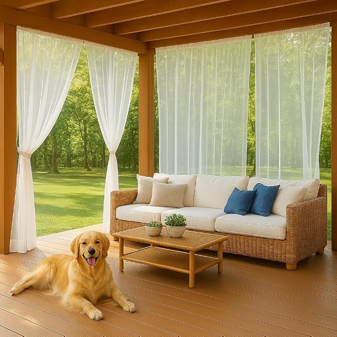 10 x 10 ft Outdoor White Tulle Backdrop Curtains Waterproof Voile Sheer Screen
