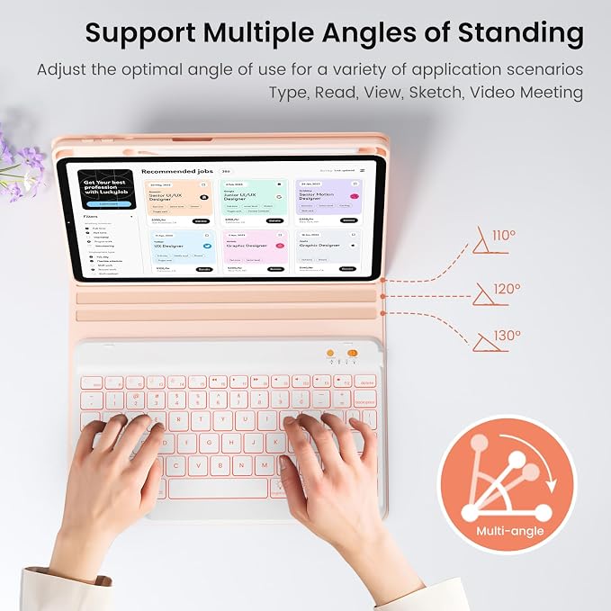 BLUTLOTUS Keyboard case for iPad 9th/8th/7th Generation 10.2 Inch - Backlit Wireless Detachable Folio Keyboard Cover with Pencil Holder for iPad 9th/8th/7th Gen Air 3rd Generation 10.5 Inch
