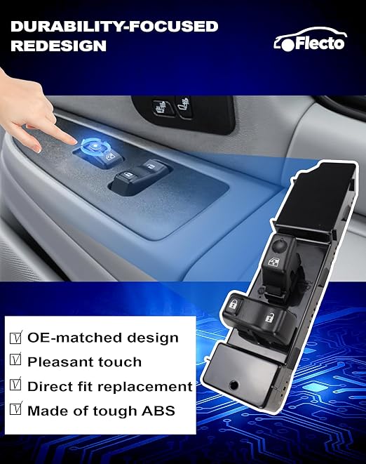 Flecto Power Window Switch Front Passenger Side 19115820 with Door Lock Compatible with 2003-2007 Chevy Avalanche Silverado Suburban Tahoe GMC Yukon Sierra Cadillac Escalade, Replace 920-020 DWS-241