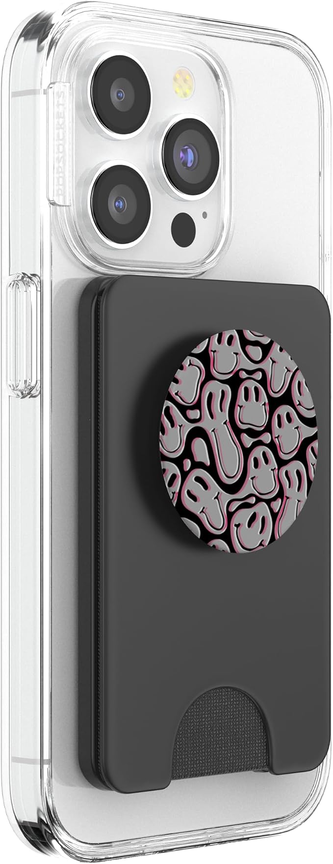 Aesthetic Trippy Grey Pink Liquid Swirl Dripping Smile face PopSockets Adhesive PopGrip