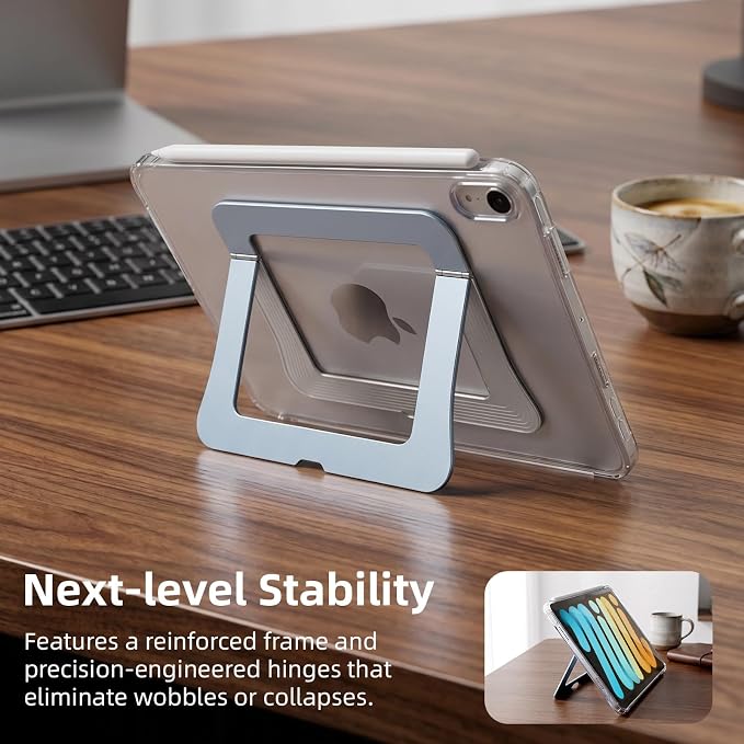 Kickstand Case for iPad mini 7 A17 Pro Slim Protective Clear Cover for iPad mini 7th/6th Generation 8.3 Inch 2024/2021 Sturdy Adjustable Multi-Angle Stand Blue