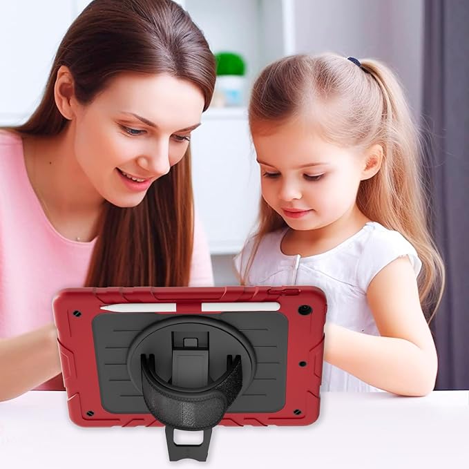 Case for iPad 9th/8th/7th Generation10.2 Shockproof 360 Rotating Stand Shoulder Hand Strap with Pencil Holder for iPad 10.2 inch 2021/2020/2019 Case (Black)
