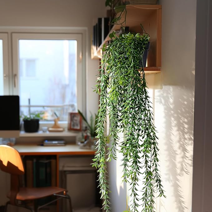 Artificial Hanging Plant 2 Pcs Faux Plant Ivy Vine Faux Eucalyptus Vines Fake Potted Greenery for Wall Living Room Home Shelf Office Bathroom Outdoor Indoor Decor (Type 4)