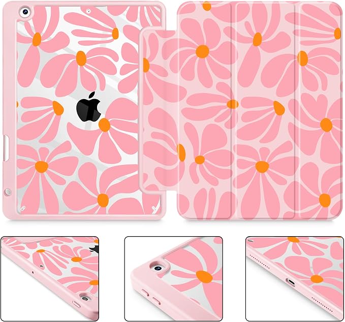 May Chen for iPad 9th Generation with Pencil Holder iPad 8th/7th Gen Case 10.2-inch [Penceil Holder] Trifold Stand Auto Wake/Sleep Clear TPU Protection Back Cover Ballet Shoes