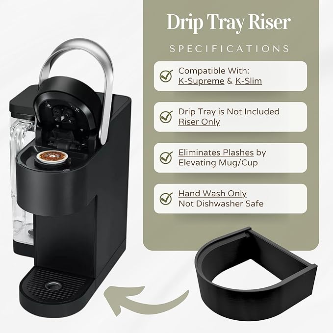 Coffee Cup Riser Compatible with Keurig K-Supreme & K-Slim – Raises Mug Height to Prevent Splashing – Drip Tray Riser Accessory for Short Mugs & Travel Cups – Stable Coffee Machine Cup Stand