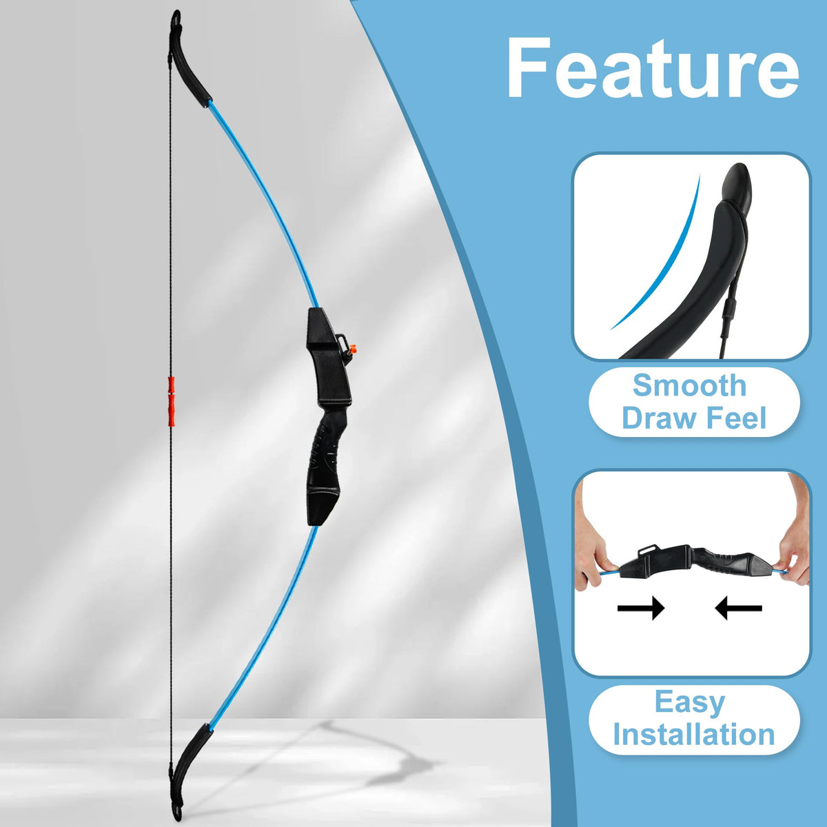 SERfawnCH 15lbs Recurve Bow and Arrow Set for Beginners, Left & Right Handed Youth Archery Kit with 12 Arrows & 6 Targets, Outdoor Practice Bow (Blue)