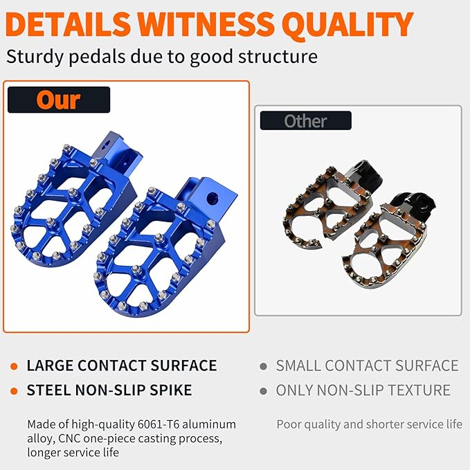 Nilight Motorcycle Foot Pegs Dirt Bike Footpegs Fit for Yamaha PW50 1981-2021 PW80 1983-2006 Y-ZINGER 1985-2001 TW200 1987-2021 CNC Foot Pegs for Motorcycles Heavy Duty Foot Rests Peg Pedal, Blue