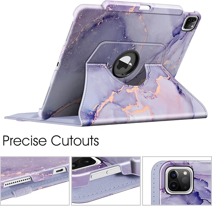 Fintie Rotating Case for iPad Pro 12.9-inch 6th/5th/4th/3rd Generation | 360° Swivel Stand Landscape &amp Portrait Viewing Shockproof Protective Cover Pencil Holder Auto Sleep/Wake Black