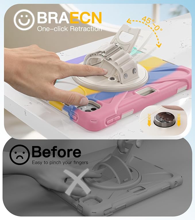 BRAECN Case for iPad Air 11 inch 2026(M4) 2025(M3) 2024(M2)iPad Pro 11 inch(4th/3rd/2nd/1st)&amp Air 10.9(5th/4th) Protective with Pencil Holder Screen Protector 360°Rotating Stand Handle Full Body