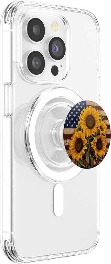 American Flag with Sunflowers PopSockets Adhesive PopGrip