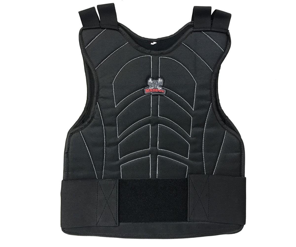 Maddog Padded Paintball & Airsoft Chest and Back Protector - Black Protective Vest for Kids and Adults