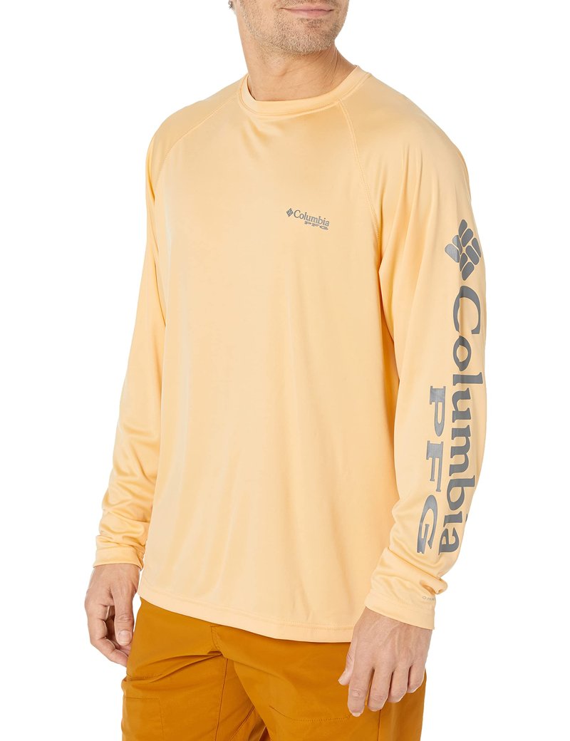Columbia Men's Terminal Tackle Long Sleeve Shirt, Cocoa Butter/City Grey Logo, 2X Big
