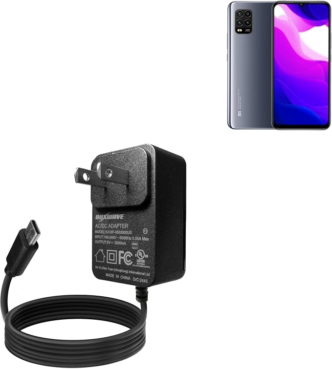 BoxWave Charger Compatible with Xiaomi Mi 10 Lite - Wall Charger Direct (15W) Rapid Charge Your Device with Built-in 3ft Cable