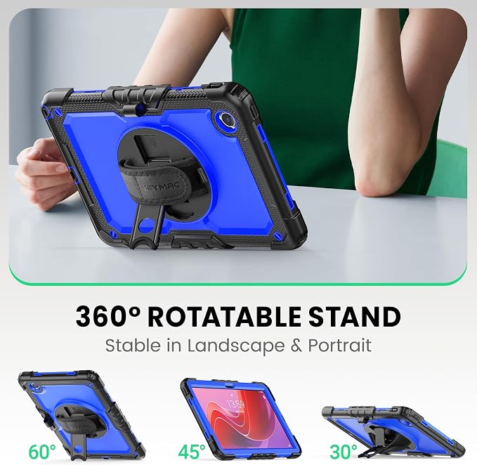 SEYMAC Case for Lenovo Tab M11/K11 11 Inch Black | Heavy Duty Shockproof Protective Built-in Screen Protector 360° Rotating Stand Hand/Shoulder Strap