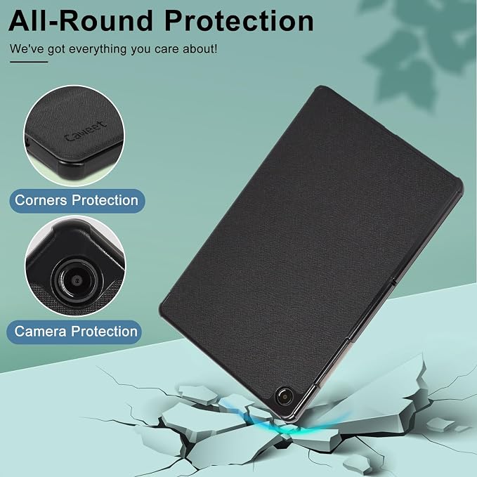 Caweet Case for Samsung Galaxy Tab A9+ / A9 Plus 11 Inch 2023 Ultra Slim Lightweight Hard Back Shell Tri-Fold Stand Cover with Atuo Sleep/Wake Almond Blossom