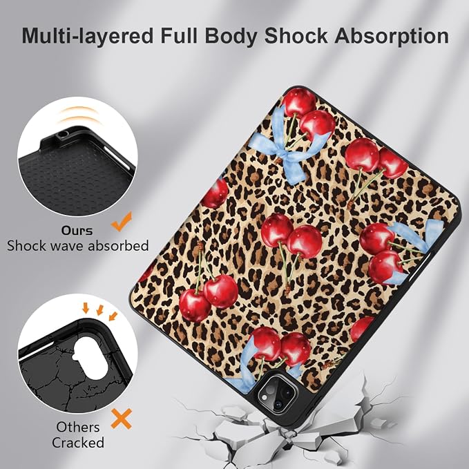Case for iPad Pro 12.9 inch 6th Generation 2022 Built-in Pencil Holder + Trifold Stand + Auto Wake/Sleep + Protective Cover for iPad Pro 12.9 5th/4th/3rd Gen- Bear