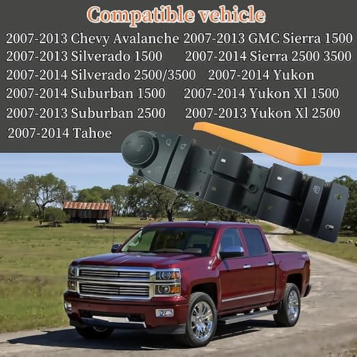 20835553 Driver Side Power Master Control Window & Door & Mirror Lock Switch,Fits for 07-14 Chevy Silverado 1500 2500 3500 Avalanche Suburban 1500 2500 Tahoe/GMC Sierra 1500 2500 3500 Yukon Yukon XL