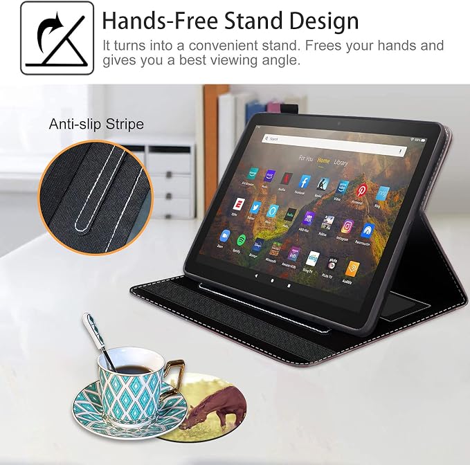 Case for Kindle Fire HD 8/Fire HD 8 Plus Tablet (12th/10th Gen 2022/2020 Release) - Slim Lightweight PU Leather Stand Cover with Auto Wake/Sleep Celestial Theme Sun with Crescent Moon